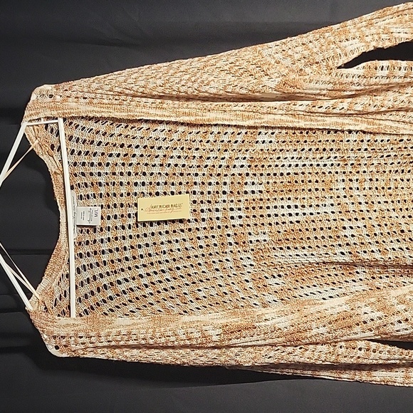 American Rag NWT Med Women's Crochet Cardigan Open Front Long Line - Picture 6 of 12